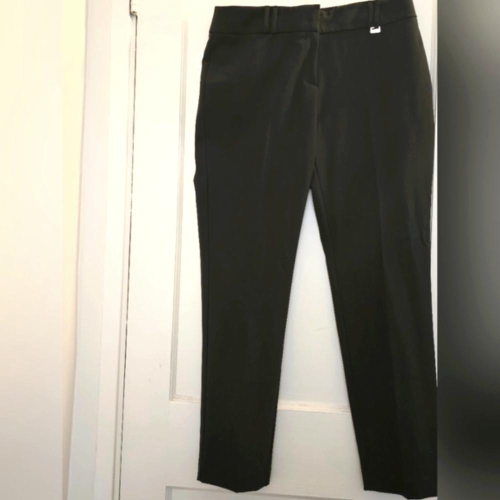 NWOT Anne Klein Black Dress Pants / trousers wGold Accent Size8,L 42" Inseam 30"